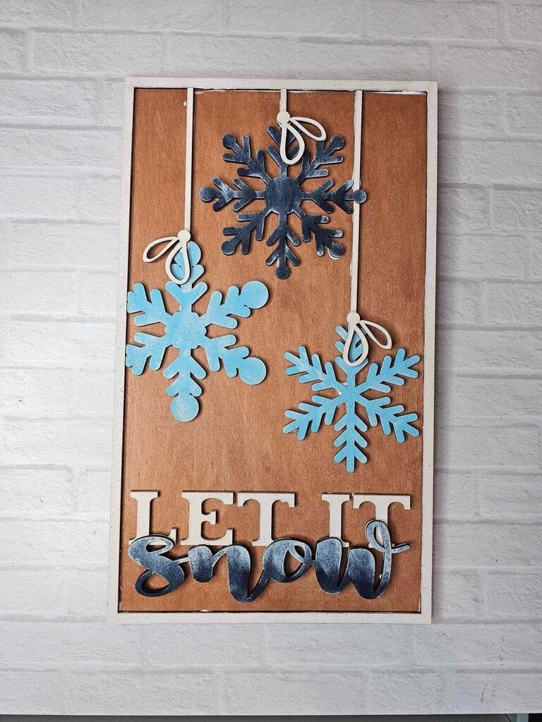 Let it Snow Large Framed Fall Decor - DIY Wood Blank Paint Kit