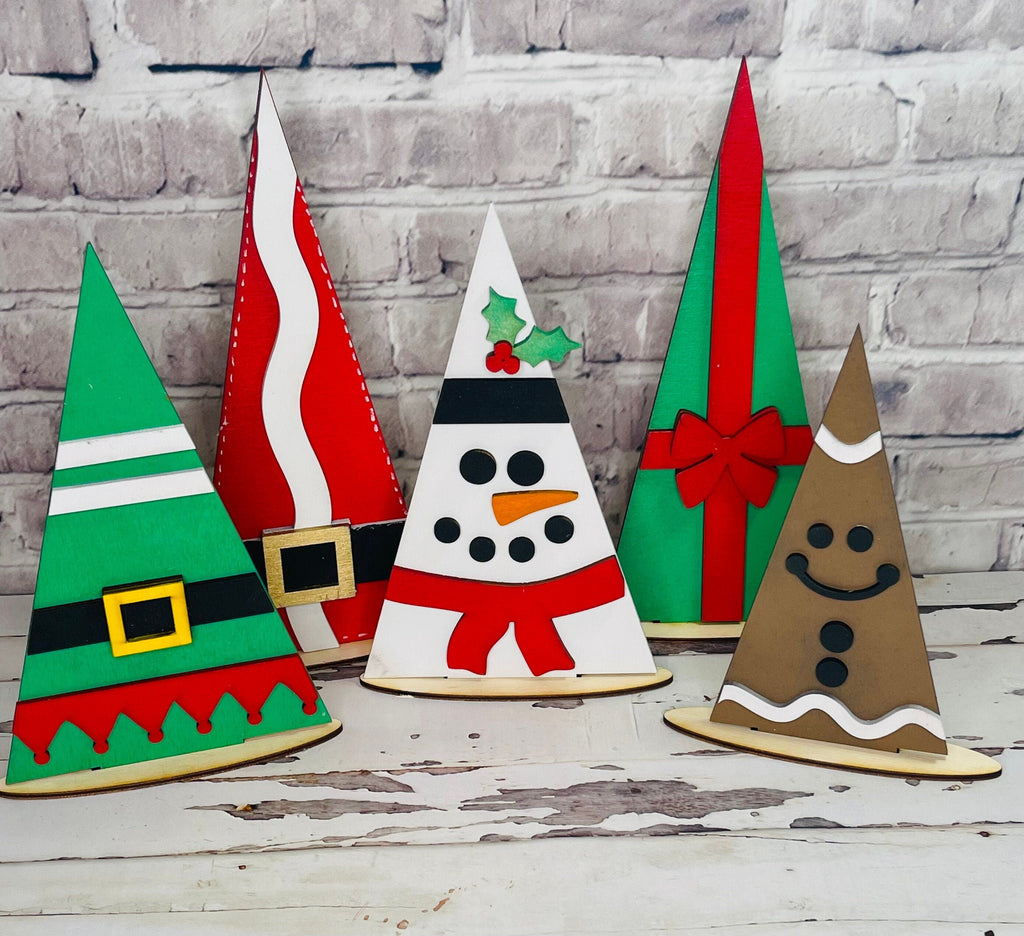 Christmas Tree Characters DIY Craft Kit - Self Standing Christmas Trees- Christmas Tree Wood Blanks