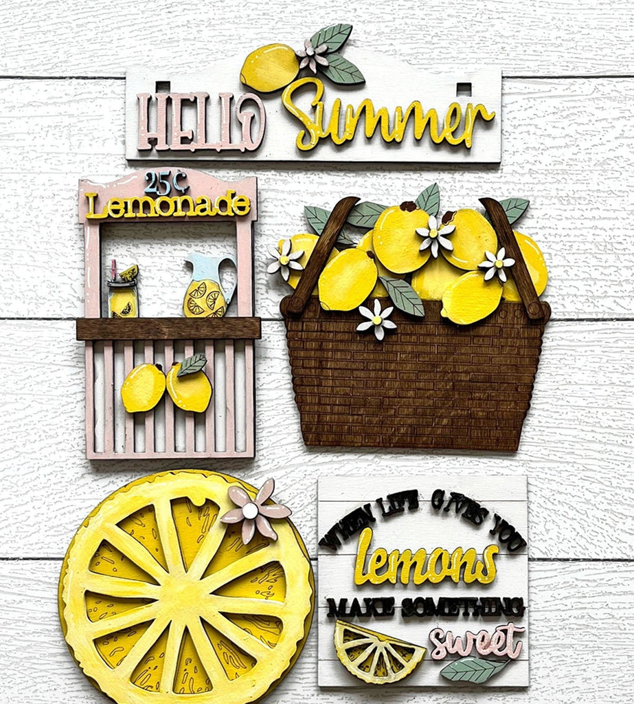 Lemon Tiered Tray Set with Banner - Flat Tiered Tray Holder for Display