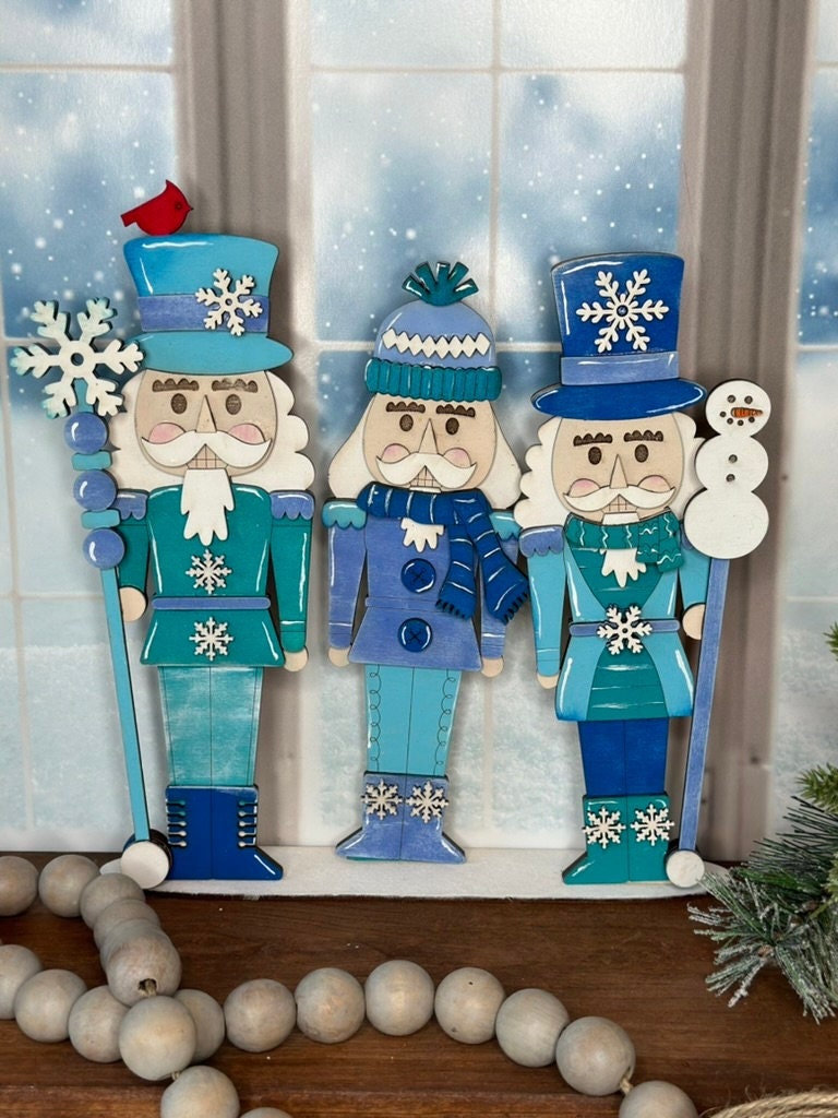 Winter Nutcracker DIY Craft Set - Shelf Decor Wood Blanks for Painting