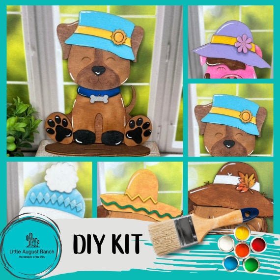 Dog, Animals with Interchangeable Hats - DIY Wood Blanks for Painting and Crafting