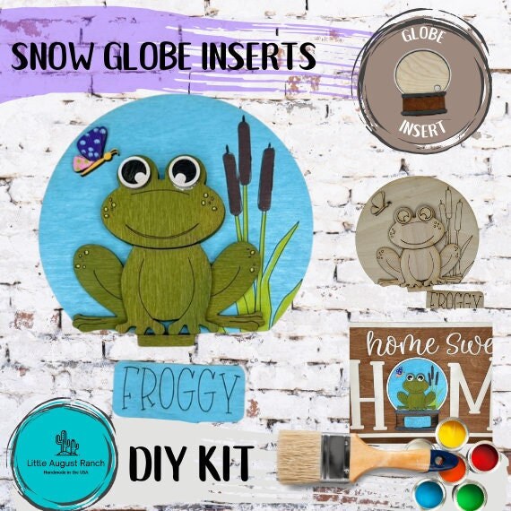 Frog Insert for Snow Globe DIY Interchangeable Decor Inserts - Wood Paint Kit