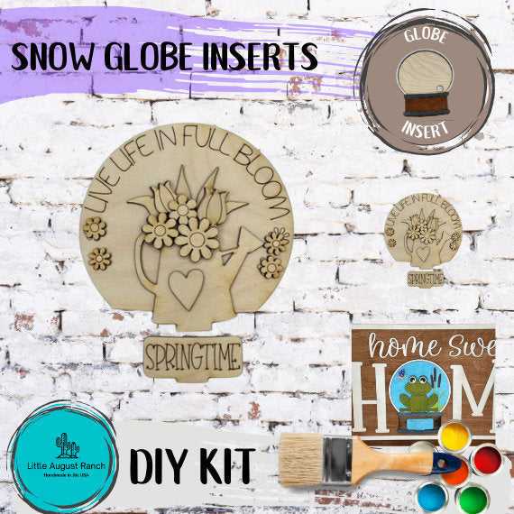 Live Life in Full Bloom Insert for Snow Globe DIY Interchangeable Decor Inserts - Wood Paint Kit