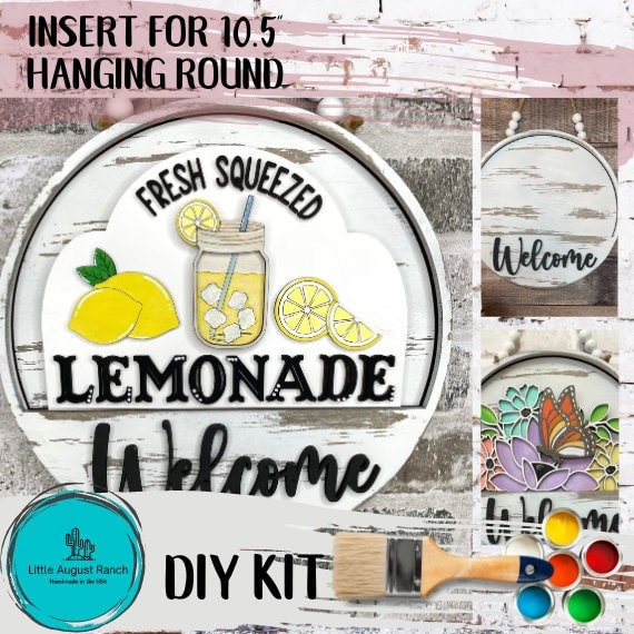 Lemonade Interchangeable Door Hanger - DIY Wood Blanks for Painting and Crafting