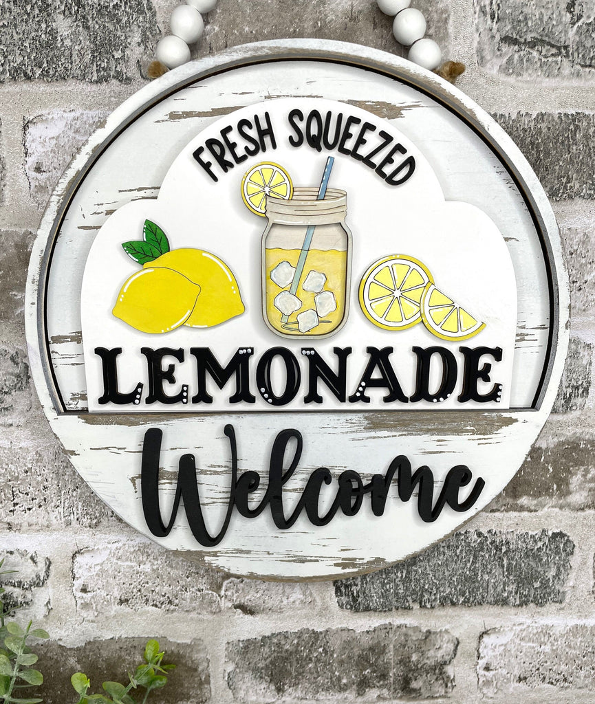 Lemonade Interchangeable Door Hanger - DIY Wood Blanks for Painting and Crafting