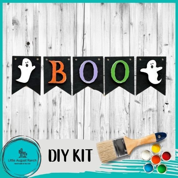 Halloween BOO Banner DIY- Wood Blanks to Paint and Craft