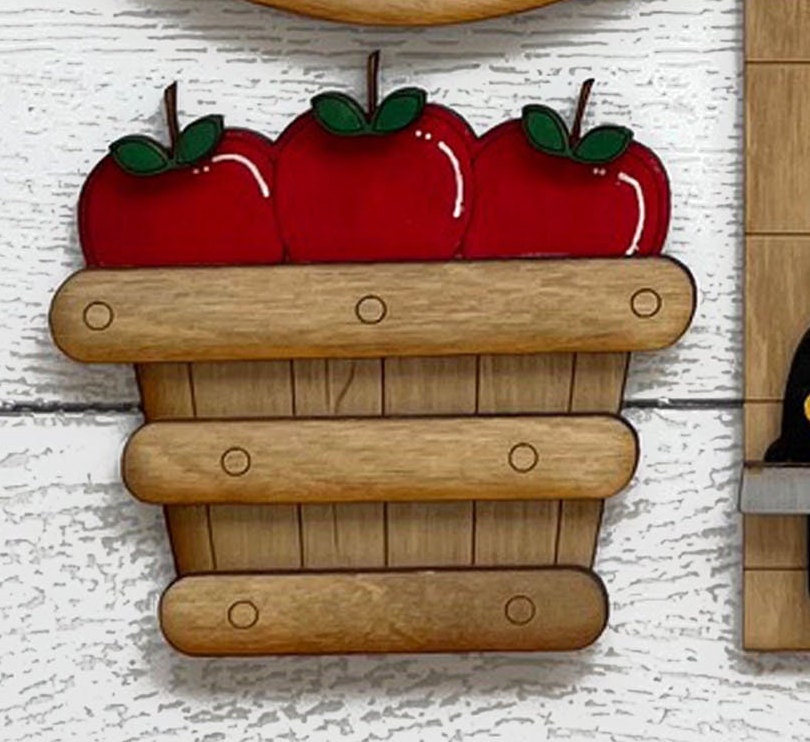 Apple Harvest Tiered Tray Set with Banner - Flat Tiered Tray Holder for Display