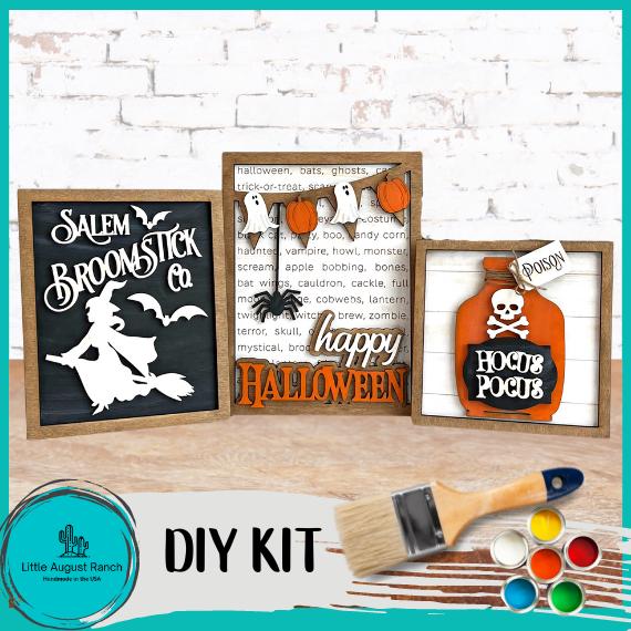 Halloween Sign Trio- DIY Wood Blanks for Crafting and Painting, Large Decor Pieces for Wall, Mantel, Shelf