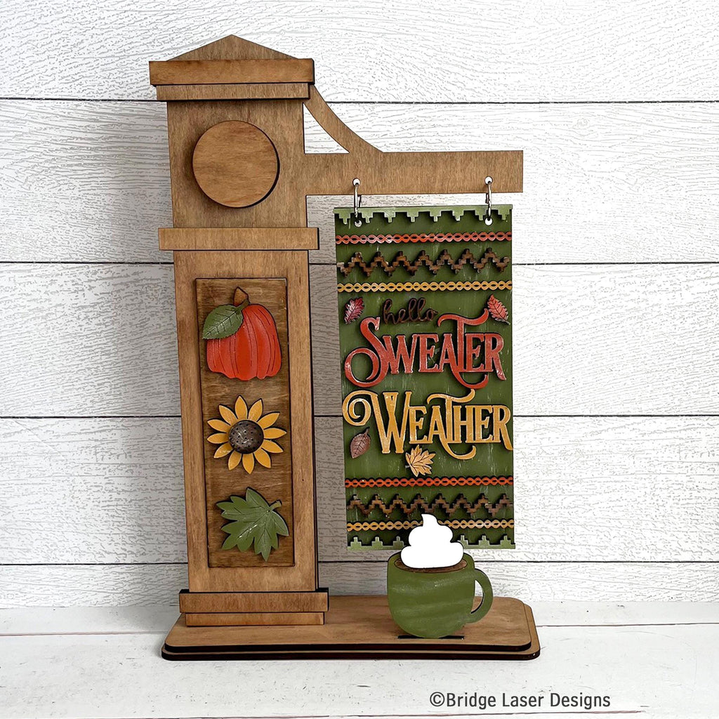 Sweater Weather Add-on for Slim Sign Post Holder- DIY Wood Blanks for Crafting and Painting, Home Decor