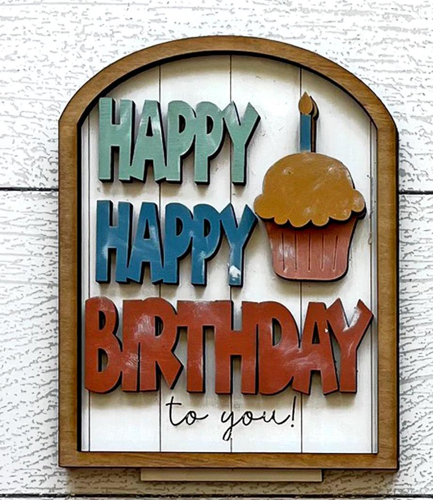 Birthday Insert for our Bench Interchangeable Shelf Pieces , Decor for Shelf - Wood Blanks for Crafting and Painting