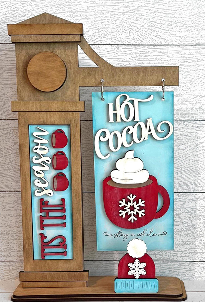 Hot Cocoa Add-on for Slim Sign Post Holder- DIY Wood Blanks for Crafting and Painting, Home Decor