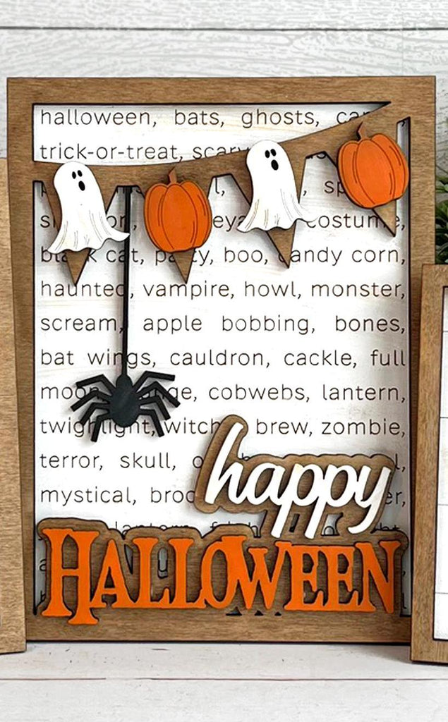 Halloween Sign Trio- DIY Wood Blanks for Crafting and Painting, Large Decor Pieces for Wall, Mantel, Shelf