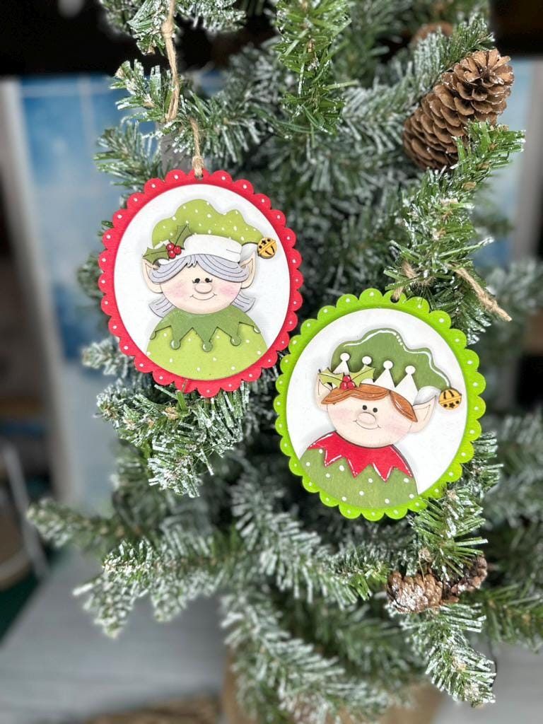 Elf Ornament Set - DIY Wood Blanks for Painting and Crafting