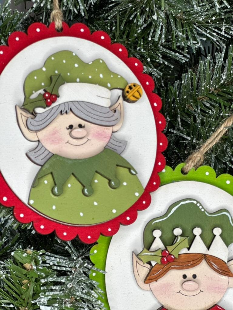 Elf Ornament Set - DIY Wood Blanks for Painting and Crafting