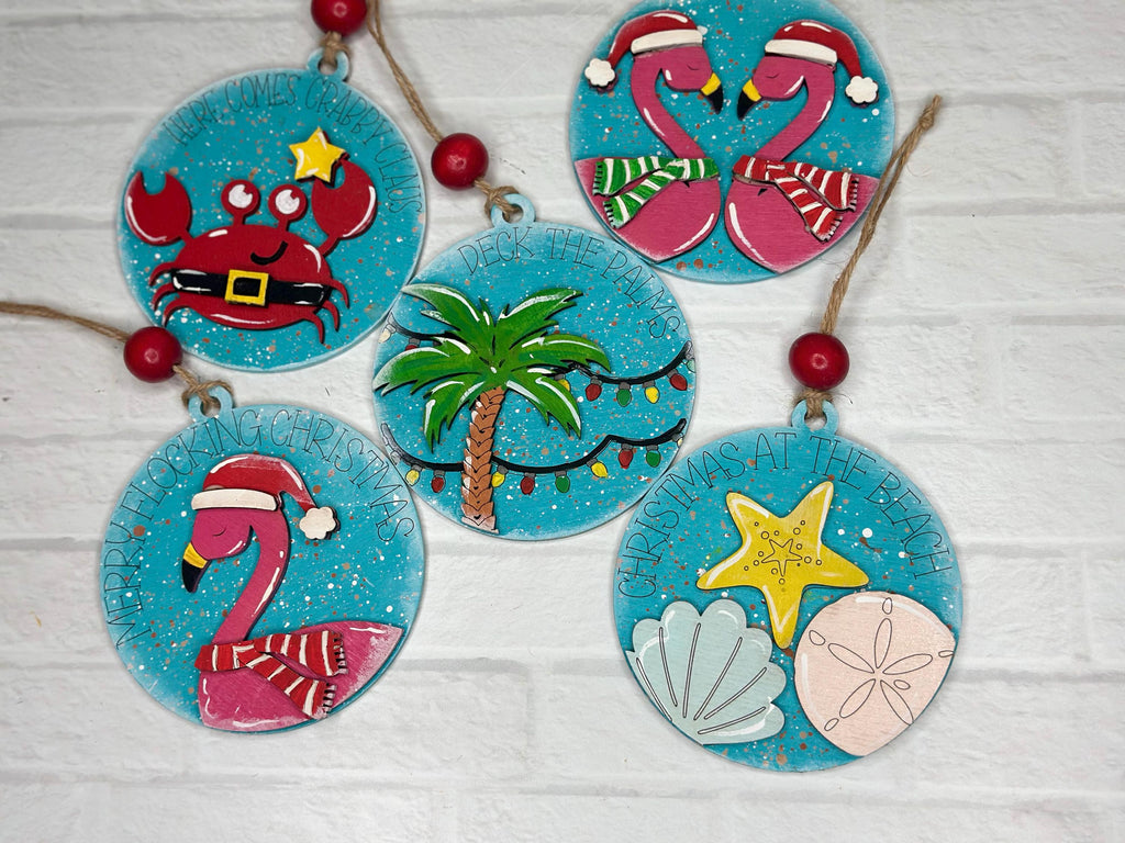 Christmas Ornament Beach Set - Paint it Yourself - DIY Christmas Ornament Wood Blank Set