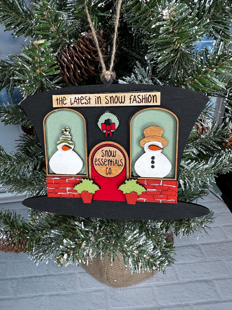 Snow Essentials Top Hat Christmas Village Ornament - DIY Wood Blanks for Painting and Crafting