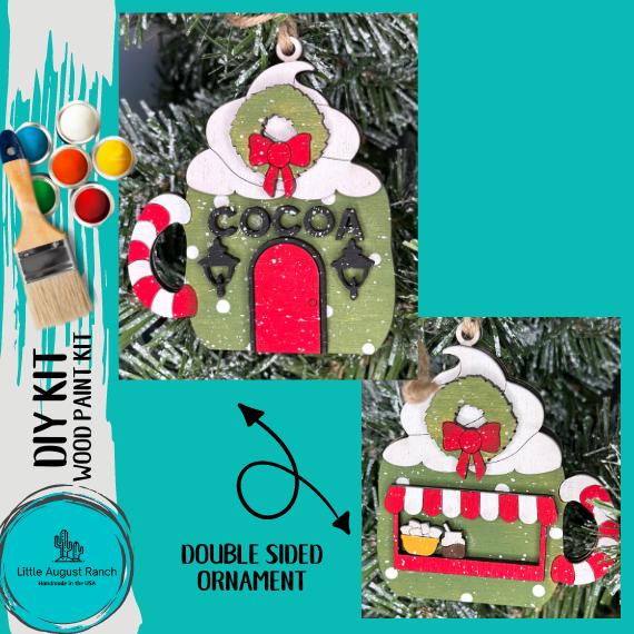 Hot Cocoa Christmas Village Ornament - DIY Wood Blanks for Painting and Crafting