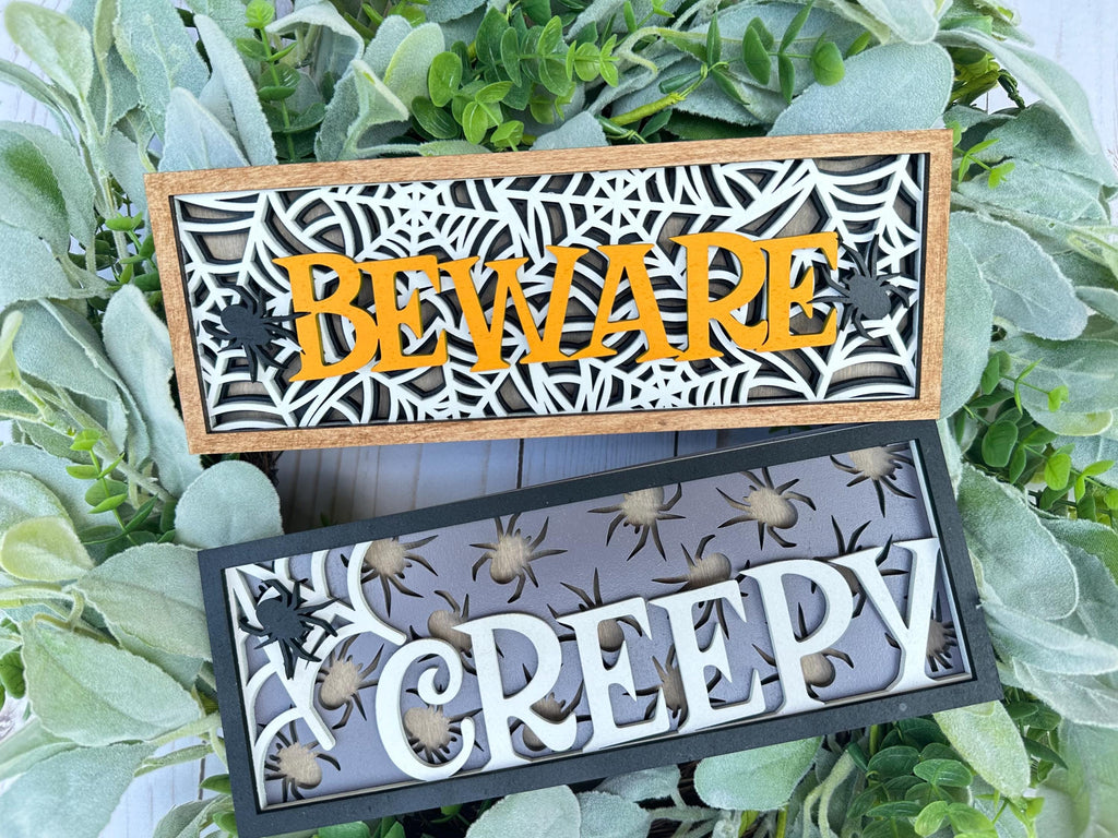 Beware Halloween Spider Chunky Sign DIY Kit - Paint Kit Wall Hanging - Paint Kit - Wood Blank