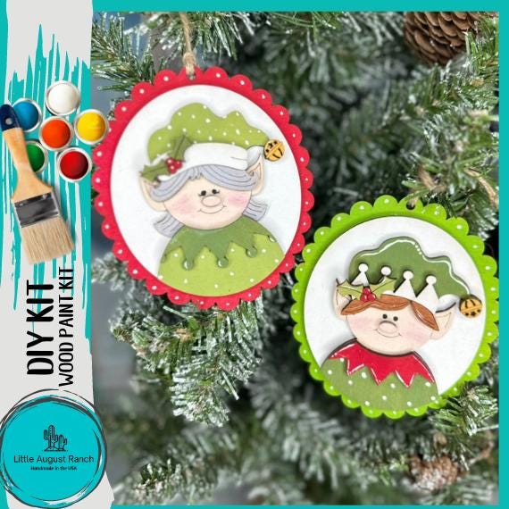 Elf Ornament Set - DIY Wood Blanks for Painting and Crafting