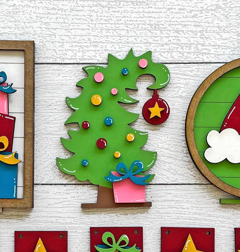 Whimsical Christmas Tree Insert for our Bench Interchangeable Shelf Pieces , Decor for Shelf - Wood Blanks for Crafting and Painting