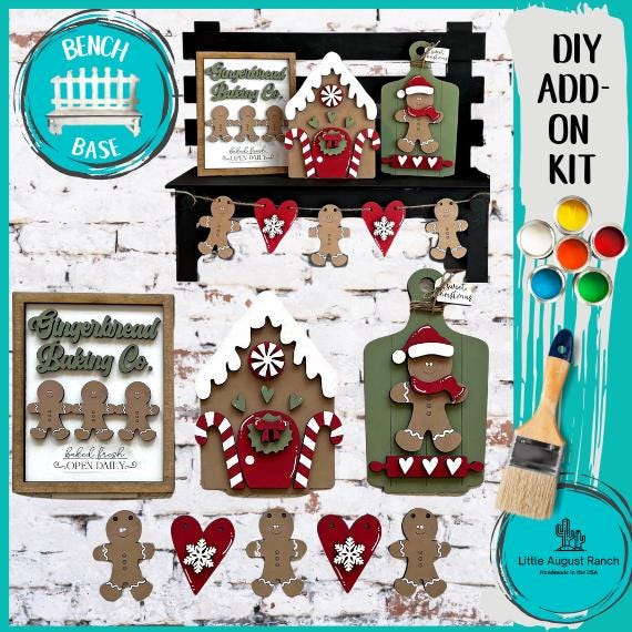 Gingerbread Christmas Tree Insert for our Bench Interchangeable Shelf Pieces , Decor for Shelf - Wood Blanks for Crafting and Painting