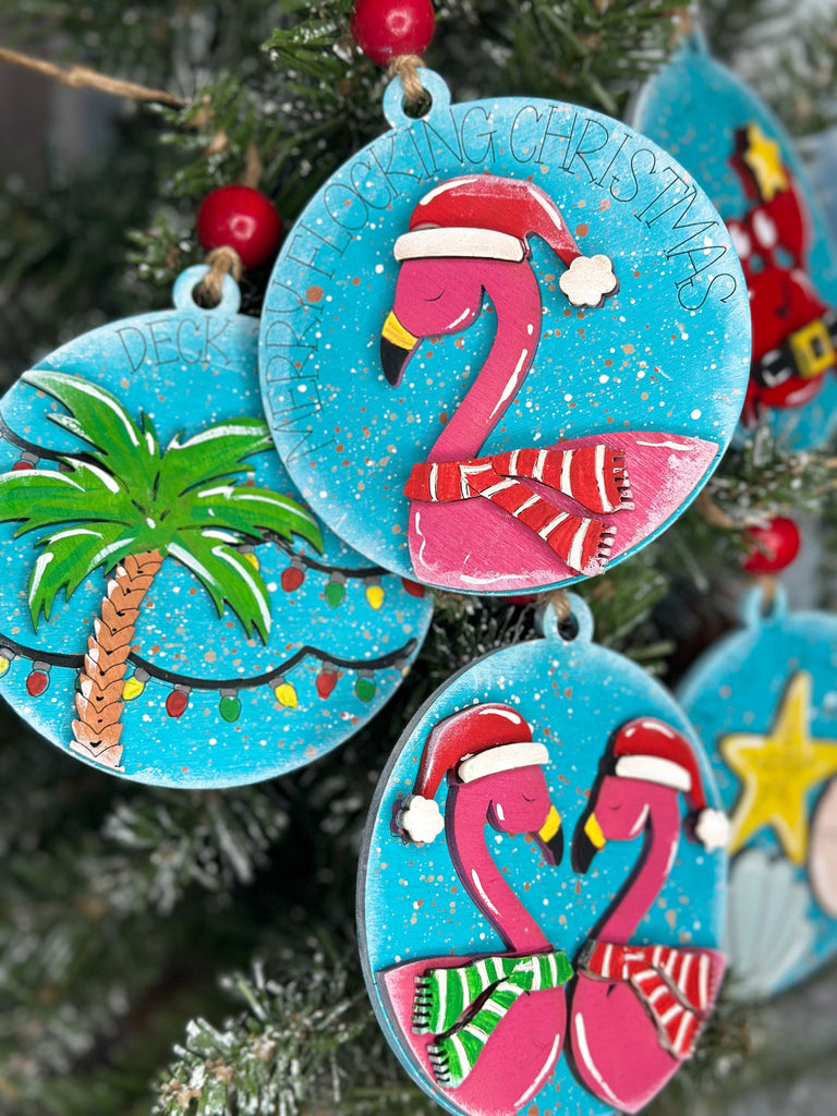 Christmas Ornament Beach Set - Paint it Yourself - DIY Christmas Ornament Wood Blank Set