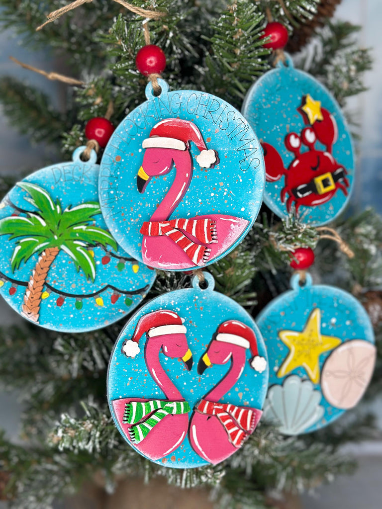 Christmas Ornament Beach Set - Paint it Yourself - DIY Christmas Ornament Wood Blank Set