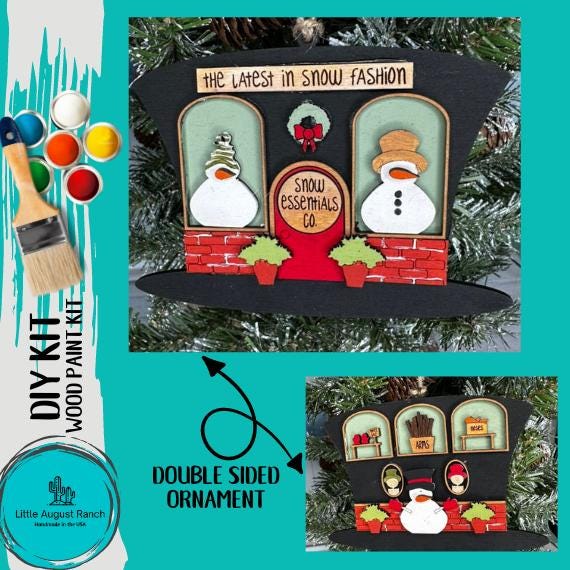 Snow Essentials Top Hat Christmas Village Ornament - DIY Wood Blanks for Painting and Crafting