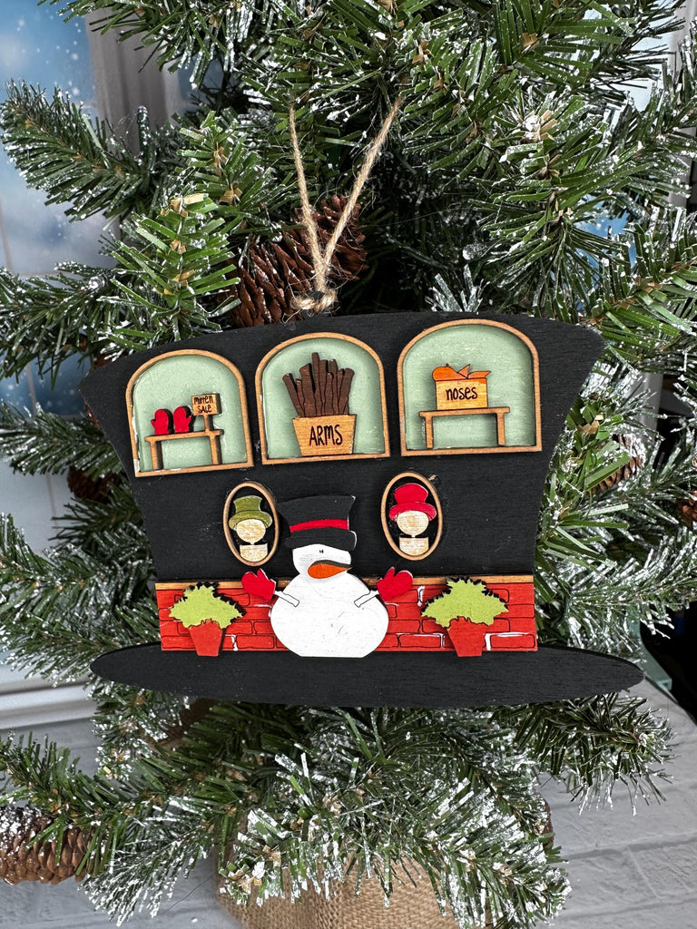 Snow Essentials Top Hat Christmas Village Ornament - DIY Wood Blanks for Painting and Crafting