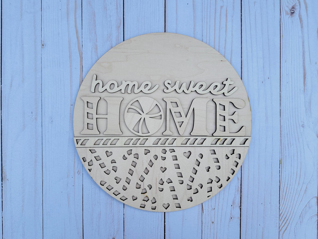 Home Sweet Home Door Hanger DIY Kit - Paint Kit Wall Hanging - Paint Kit - Round Wood Blank