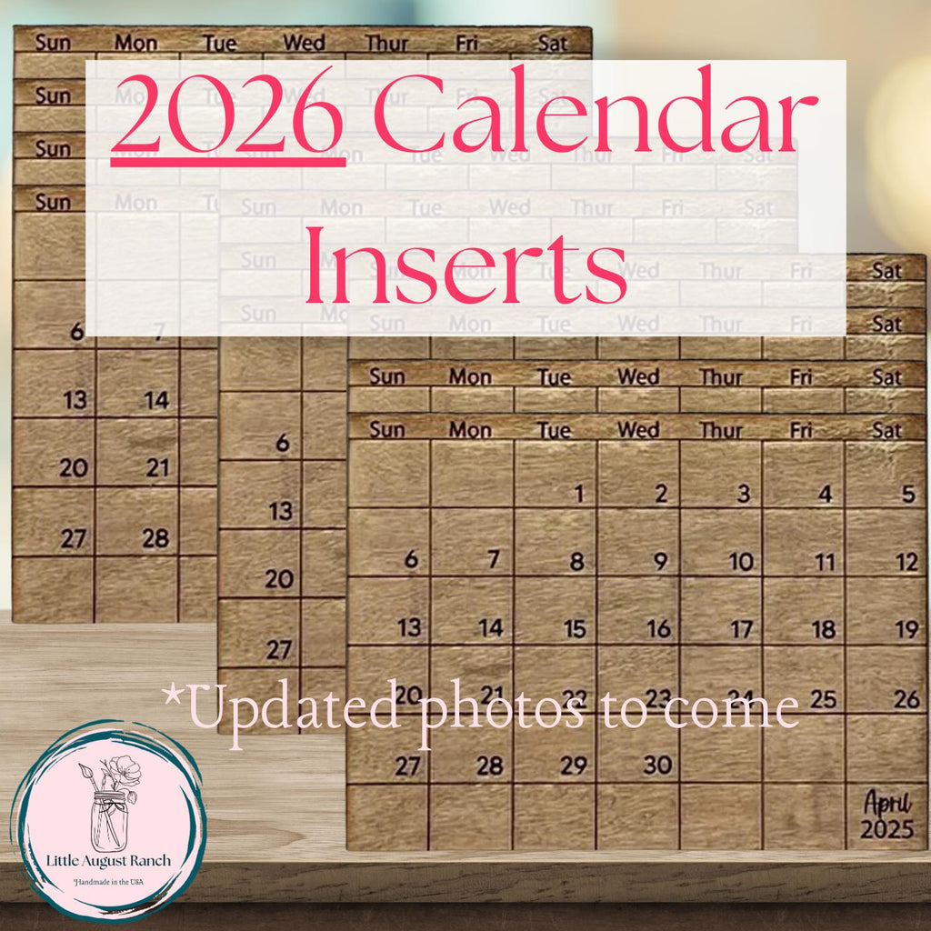 2026 Calendar Inserts – Interchangeable Calendar Base Refill | Monthly Wood Calendar Plaques (January–December)
