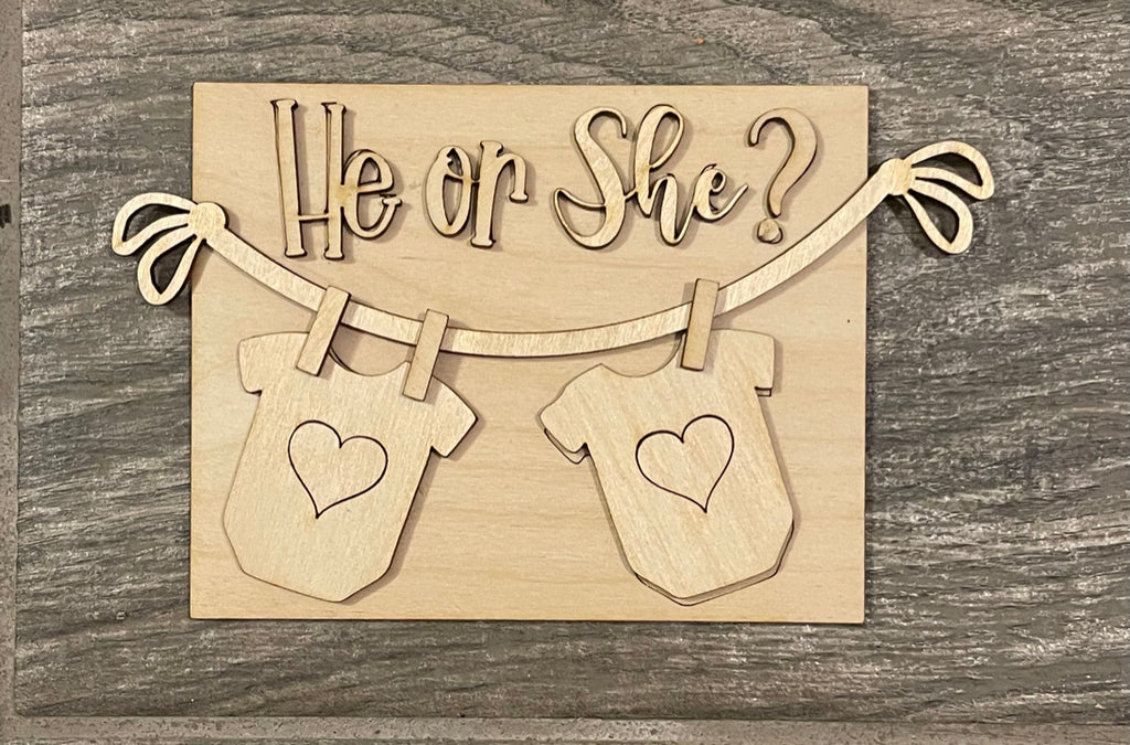 A DIY wooden sign that you can paint and decorate, perfect for Baby Tiered Tray DIY Kit - Baby Shower, Gender Reveal Wood Blanks enthusiasts of wood items from Little August Ranch.