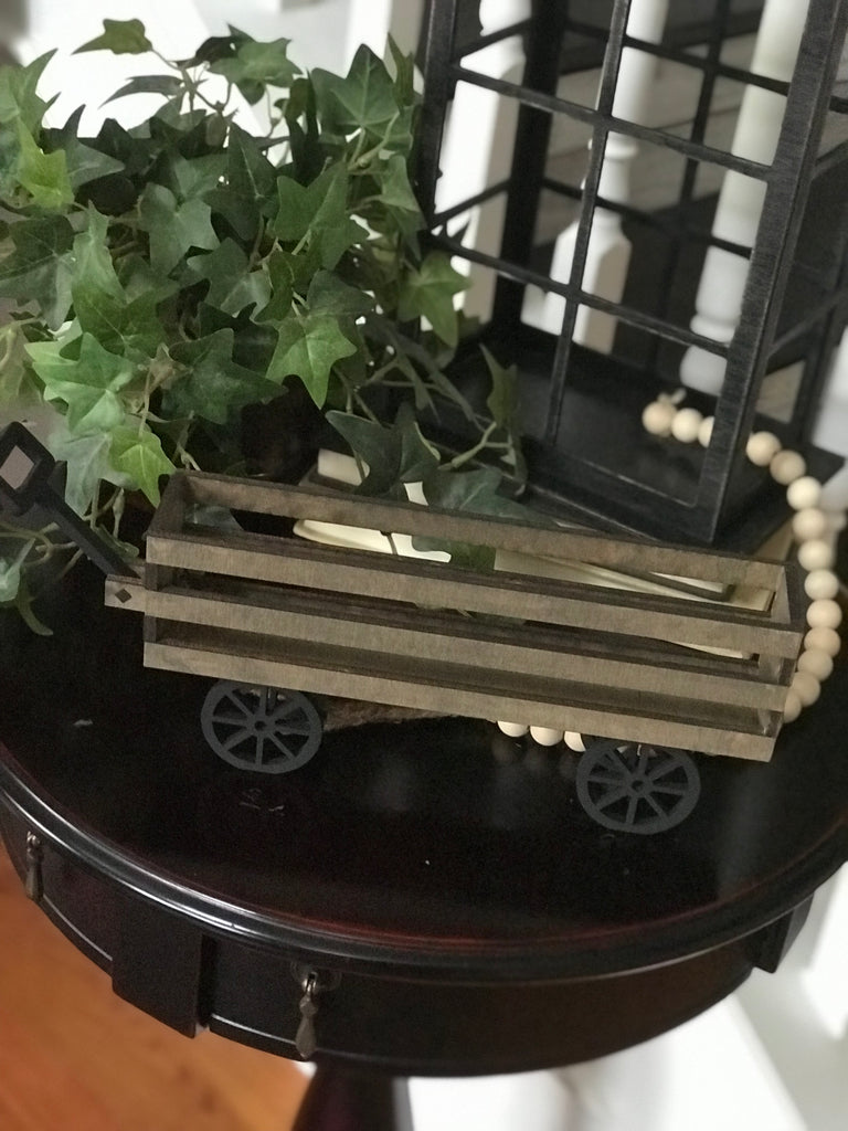 A DIY Mini Wagon - Tiered Tray Mini Base by Little August Ranch adds a pop of color to your seasonal decor.
