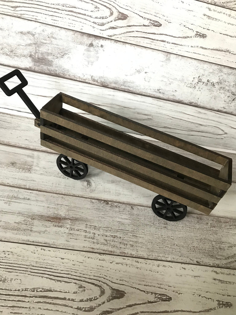 A DIY Mini Wagon - Tiered Tray Mini Base from Little August Ranch, with interchangeable wheels, perfect as a shelf sitter.