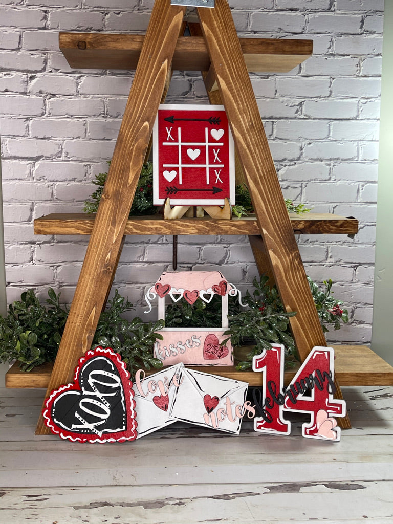 Little August Ranch's "Valentine Tiered Tray Set - Finished Tray Bundle - Kissing Booth - XOXO Valentine Decor - Tic Tac Toe - February 14th - Love Decor" for Valentine's Day.