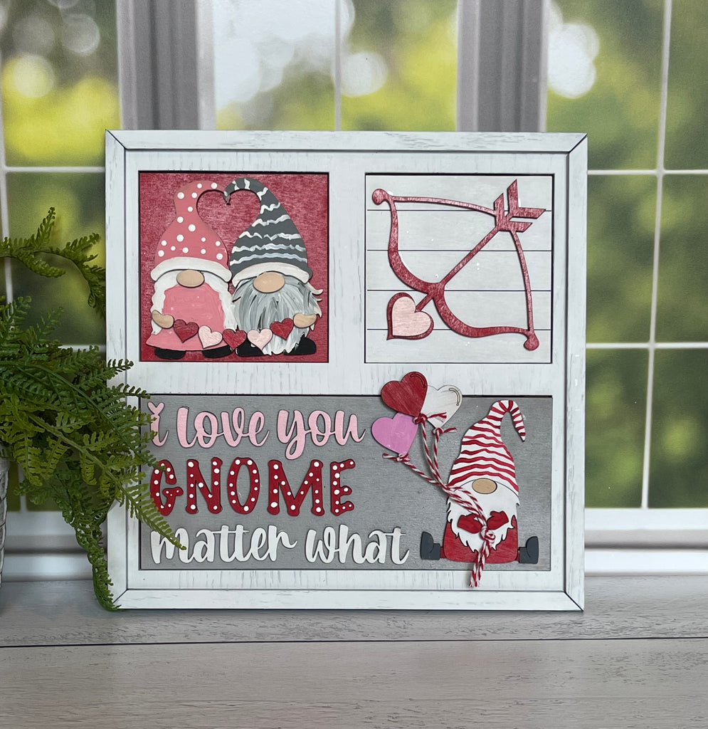 I love you Little August Ranch Valentine Gnome DIY Leaning Ladder Insert Kit - Interchangeable Holiday Decor - Gnome One Like You DIY Wood Tile.
