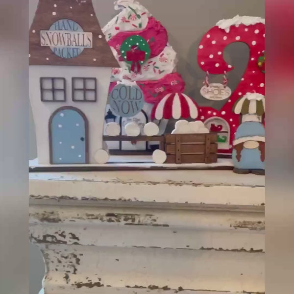 Christmas Village Self Standing Double Sided Pieces - Cocoa Hut