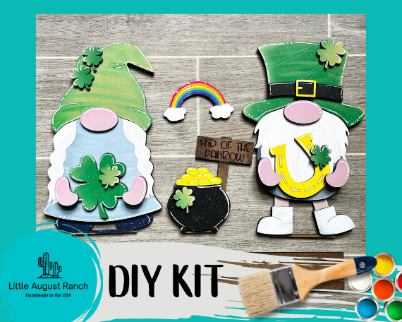 Little August Ranch St Patrick Freestanding Wood Gnome Outfits- St Patty's Interchangeable Gnomes - DIY Paint and Decorate Yourself