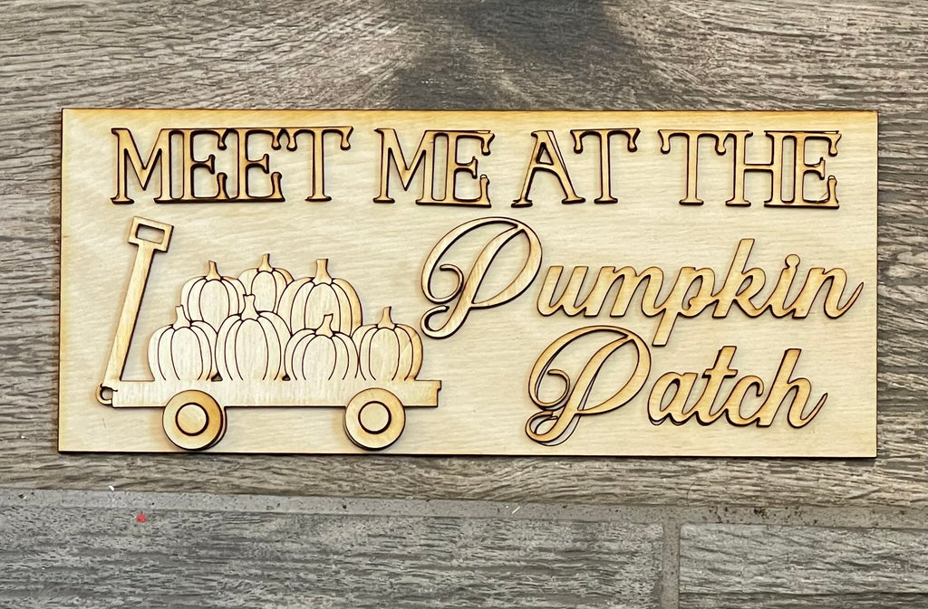 A Fall Farm Square DIY Decor with a pumpkin patch on it, part of a Little August Ranch Leaning Ladder Insert Kit.