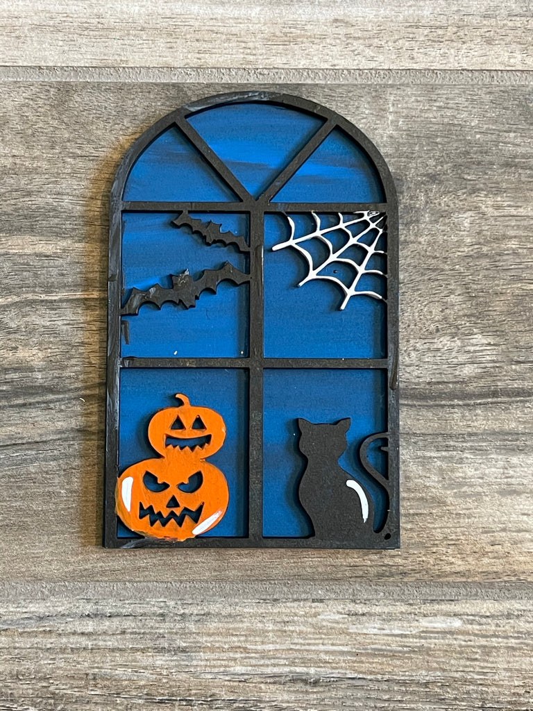 A Little August Ranch Halloween Tiered Tray Set - Finished Tiered Tray Bundle with a cat and a pumpkin, perfect for tiered tray decor.