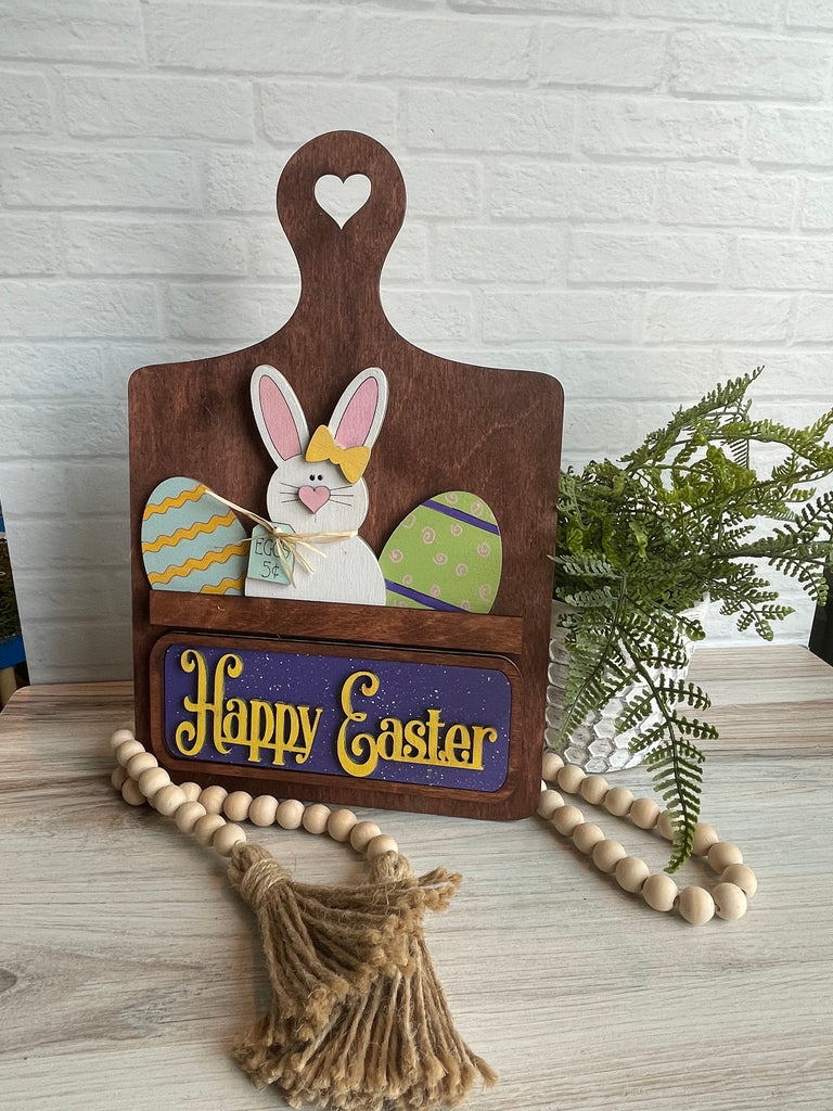 Happy Little August Ranch easter bunny sign with Breadboard Interchangeable Truck - Kitchen Interchangeable Pieces.