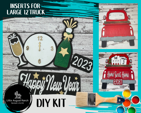 Little August Ranch's New Year's Insert for Large Interchangeable Truck - Add in for Truck Interchangeable Pieces DIY Kit.