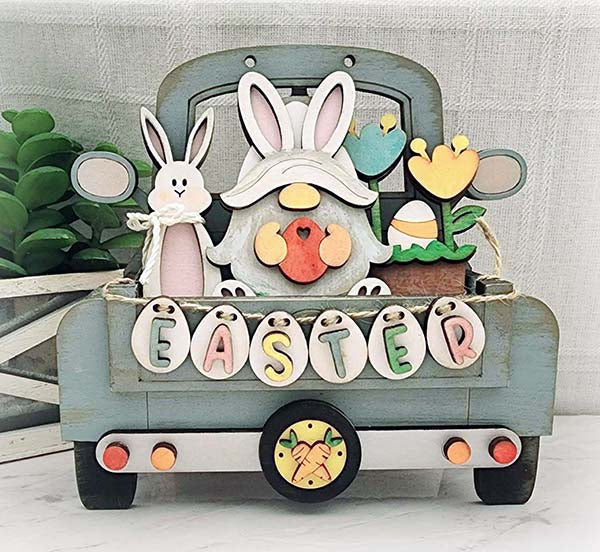 Create your own Easter Bunny decorations with DIY Wood Blanks and tiered tray bases. Add a whimsical touch to your Easter decor by incorporating an adorable Little August Ranch Easter Gnome Bunny - DIY Interchangeable Inserts - Tiered Tray Decor - Freestanding Shelf Decor - Paint it Yourself Kit alongside the bunnies.
