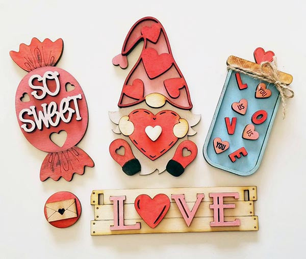 Valentine Love Gnome - DIY Interchangeable Inserts - Tiered Tray Decor - Freestanding Shelf Decor by Little August Ranch for a festive and creative atmosphere on this special day of love.