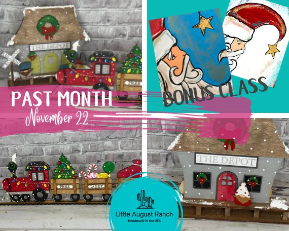 craft box of the month, painting of the month, how to paint a santa, how to paint a father christmas, how to paint old fashion santa, wood train kit