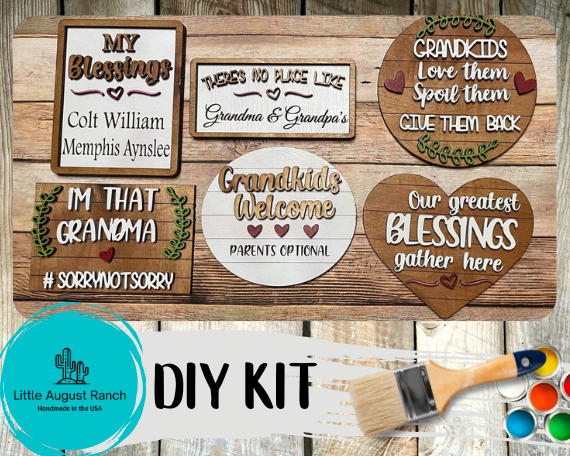 Little August Ranch's Grandkids Tiered Tray DIY - Paint it Yourself kit. Create beautiful DIY projects and decorate wood items with this versatile kit featuring svg, jpg, eps, dxf formats.