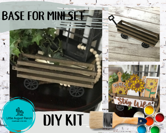 Base for interchangeable DIY Mini Wagon - Tiered Tray Mini Base shelf sitter Little August Ranch mini set.