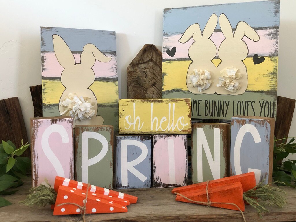 When Some Bunny Loves You - Spring Bunny - Spring Decor - Easter Bunny - Tiered Tray Spring Easter Decor