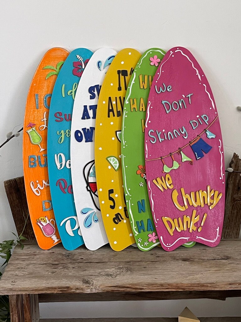 We Don't Skinny Dip, We Chunky Dunk - Surfboard Pool Rules Sign