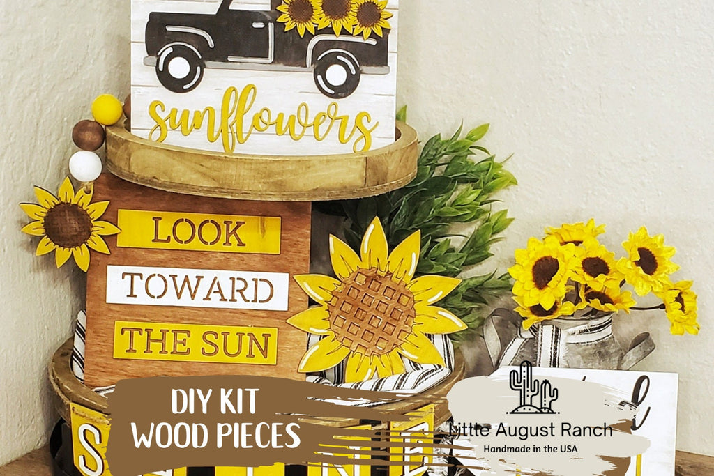 DIY Tiered Tray Sunflower Set, Paint and Decorate Yourself